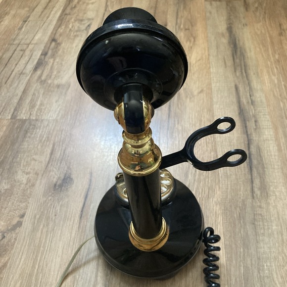 Vintage 1970's Deco-Tel Candlestick Telephone Black/Gold Tested Retro - Picture 6 of 8